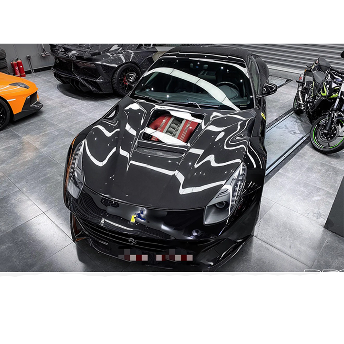 Carbon Fiber Hood Bonnet Transparent Window for Ferrari F12 by Stratec Systems