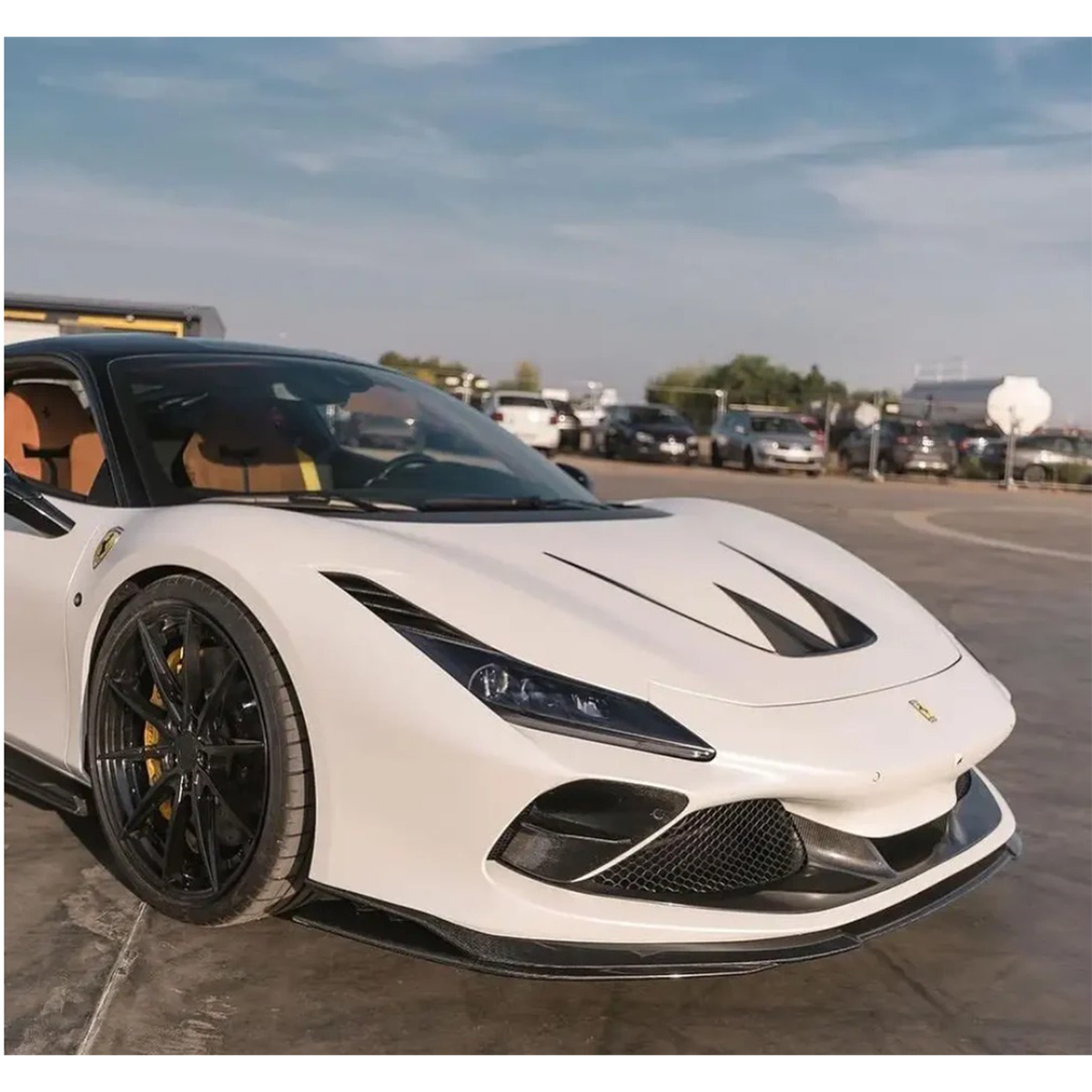 V-Style Carbon Fiber Front Lip for Ferrari F8 Tributo by Stratec Systems