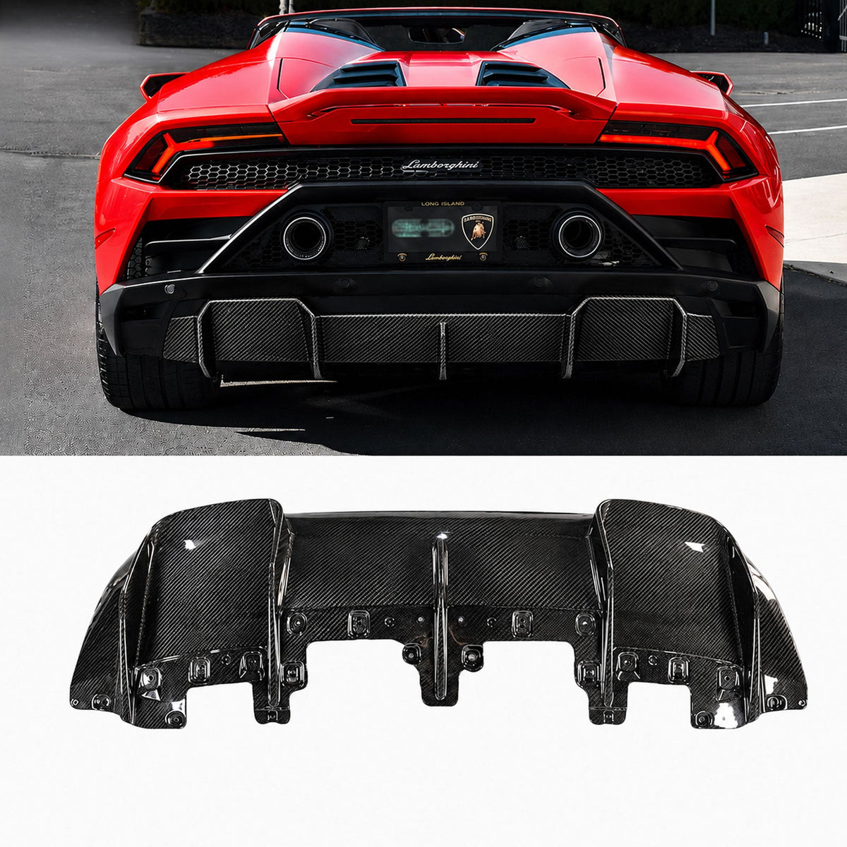 Dry Carbon Fiber Rear Diffuser for Lamborghini Huracan LP580 LP610 EVO by Stratec Systems