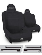 PRP Premier High Back Suspension Seats Kit for Jeep Wrangler CJ7/YJ (Pair) - Black