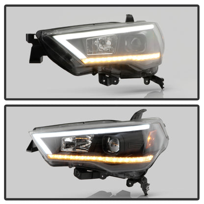 Spyder 14-20 Toyota 4Runner Projector Headlights w/Seq. LED Turn Sig. LED White Light Bar Park Light