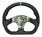 NRG Carbon Fiber Flat Bottom Steering Wheel (320mm) Green CF Center w/Green Stitch/Center Mark