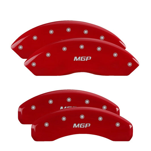 MGP 4 Caliper Covers Engraved Front & Rear MGP Red Finish Silver Char 2018 Jeep Wrangler
