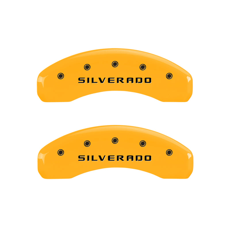 MGP 4 Caliper Covers Engraved Front & Rear Silverado Yellow Finish Black Char 2005 Chevrolet Astro