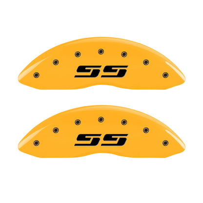 MGP 4 Caliper Covers Engraved Front & Rear Silverado SS Yellow Finish Black Char 2001 Chevy Tahoe