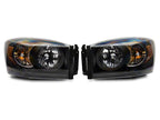 Raxiom 06-08 Dodge RAM 1500 Axial Series Euro Headlights- Black Housing- Clear Lens