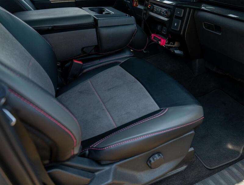 PRP 2021+ Ford 150/ 2023+ SuperDuty Front Seat Covers (Pair) - Black w/ Red Stich
