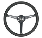 NRG Reinforced Stealth Wheel (380mm) 3 Spoke Center 1in Deep Dish - Perforated Leather Black Stitch