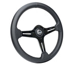 NRG Light Weight Gaming Steering Wheel - 350mm 3 Chrome Silver Spokes Perforated Leather