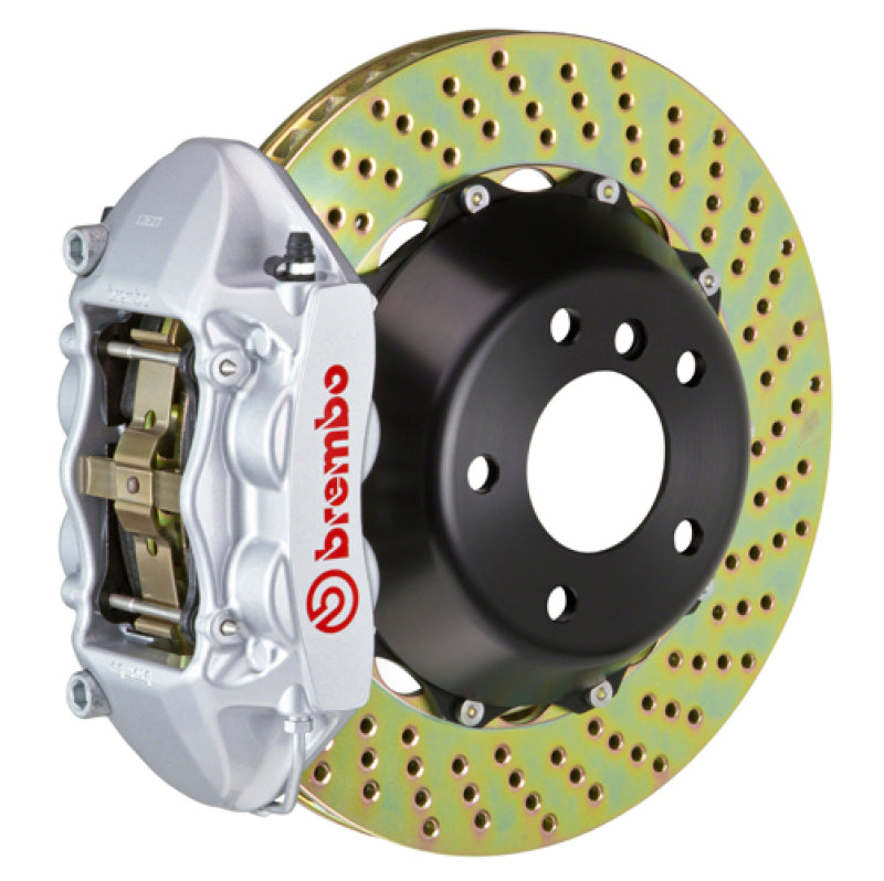 Brembo 20+ Gladiator Rear GT BBK 4 Piston Cast 380x28 2pc Rotor Drilled-Silver