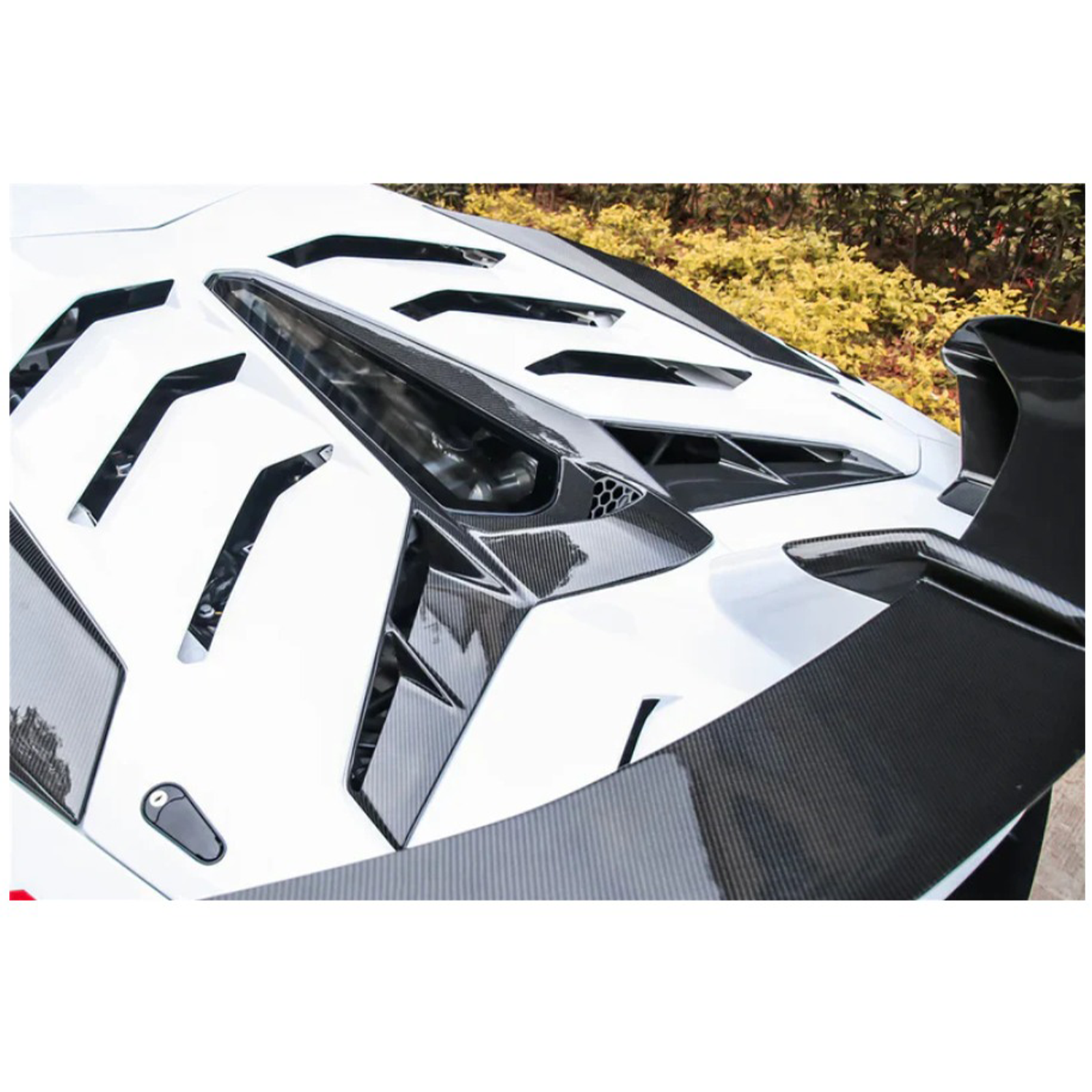 SVJ Style Dry Carbon Fiber Rear Wing Engine Hood Lid for Lamborghini Aventador LP700 LP720 LP740 LP750 Coupe - Bull Boost Performance