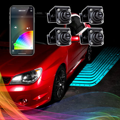XK Glow Curb FX Bluetooth XKchrome App Waterproof LED Projector Welcome Light Angel Wing Style 4pc