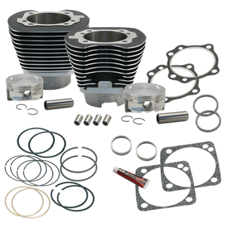 S&S Cycle 99-06 BT 4 1/8in Bore Cylinder & Pistons Kit For Early Production S&S T117 Engine - WBlack