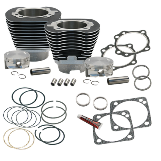 S&S Cycle 99-06 BT 4 1/8in Bore Cylinder & Pistons Kit For Early Production S&S T117 Engine - WBlack