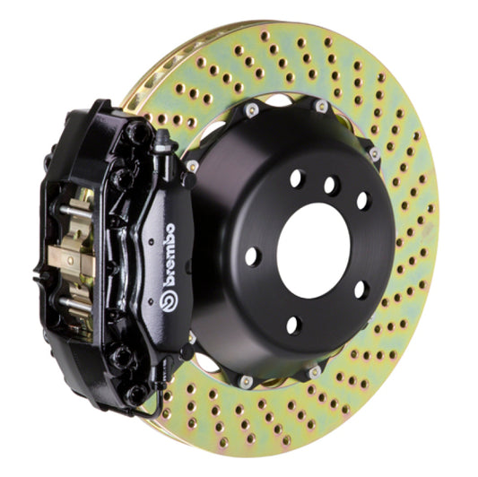 Brembo 08-14 C63 AMG (Excl.-Black Series) Rear GT BBK 4 Piston Cast 345x28 2pc Rotor Drilled-Black