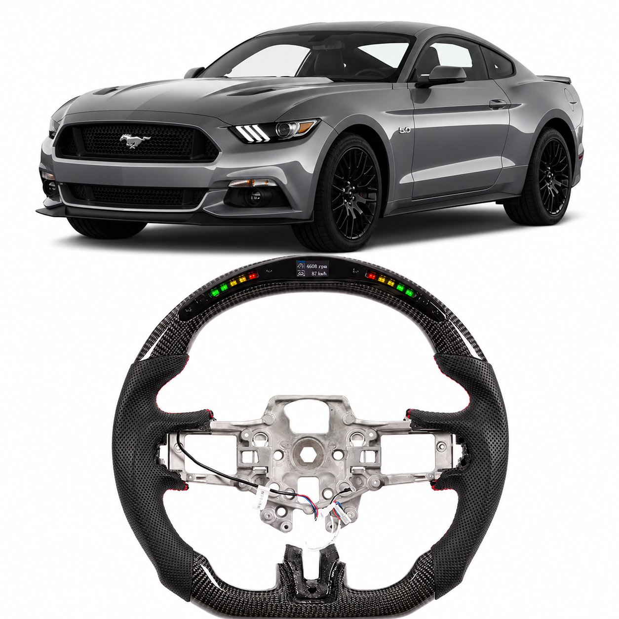 Ford Mustang GT LED Carbon Fiber Steering Wheel 2015-2017
