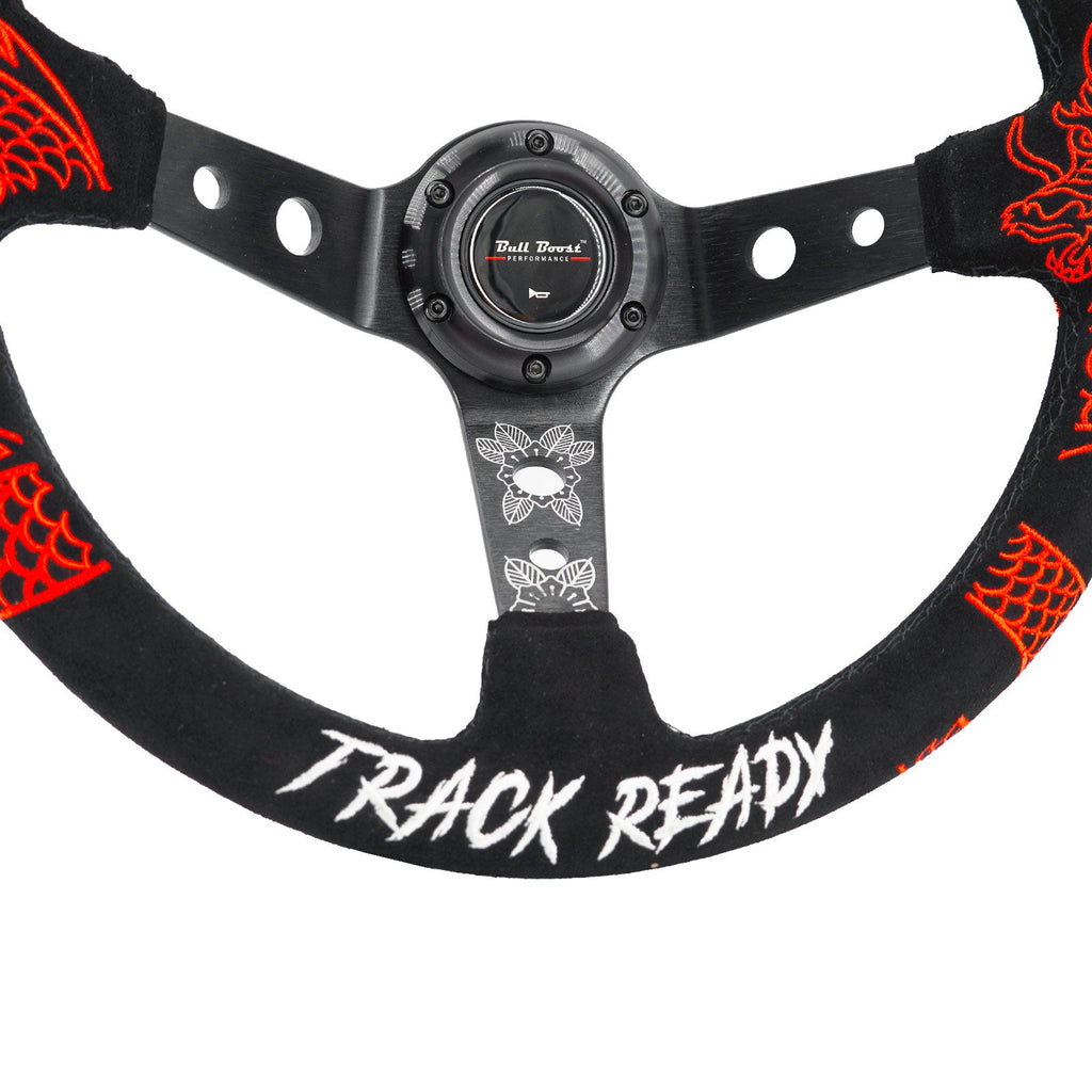 Track Ready Suede Steering Wheel For 01-06 BMW 320 325 328 330 M3 Z4 E90 Mini Cooper - Bull Boost Performance