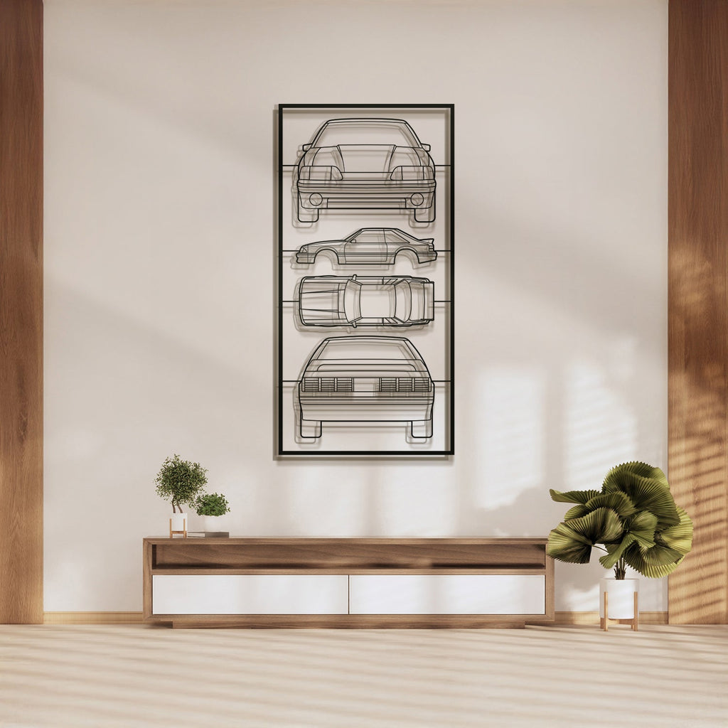 1987 Mustang GT Fox Body Quad Profile Metal Frame Silhouette - MT1450