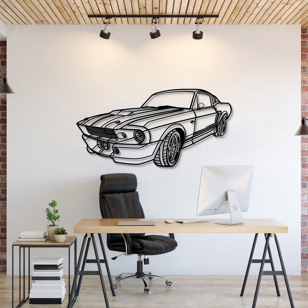 1967 Mustang Shelby GT500 Fastback Perspective Metal Car Wall Art - MT1155