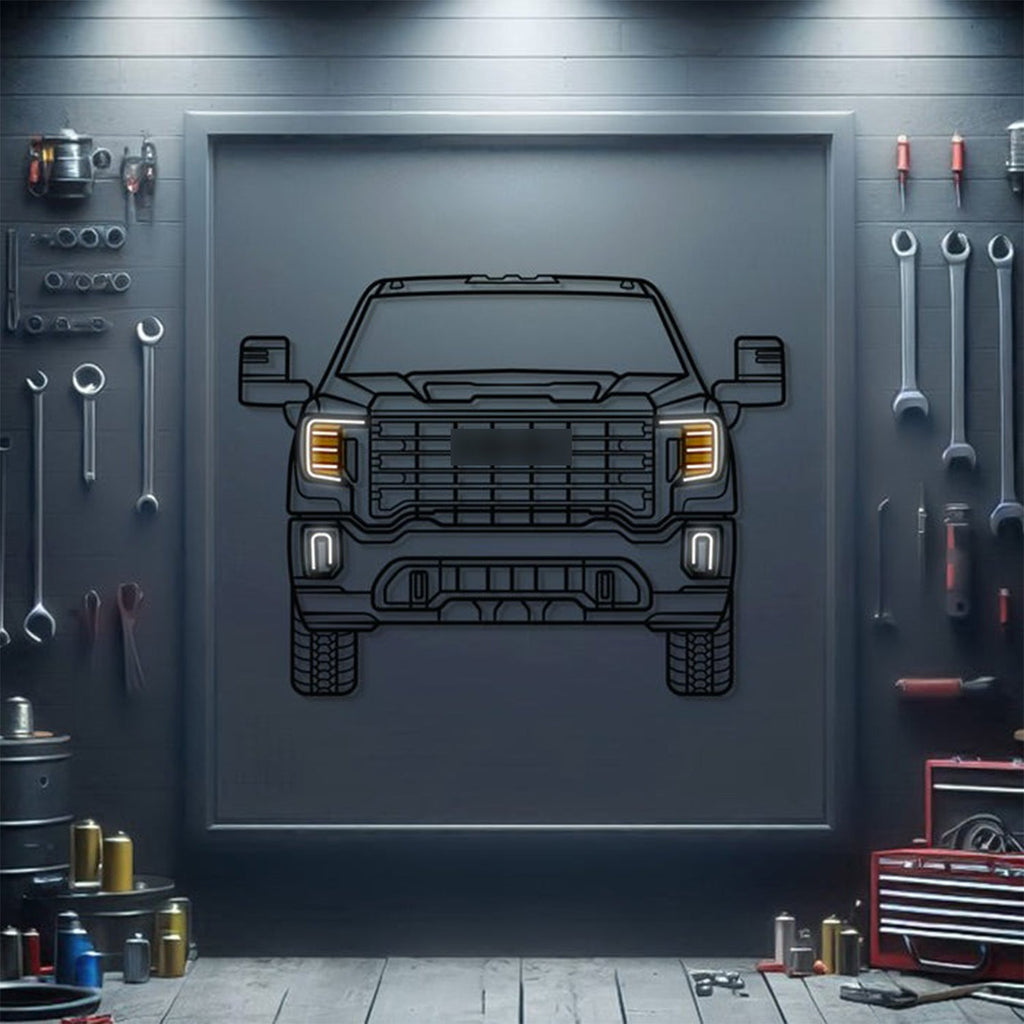 Sierra Front View Metal Neon Car Wall Art - MTN0091