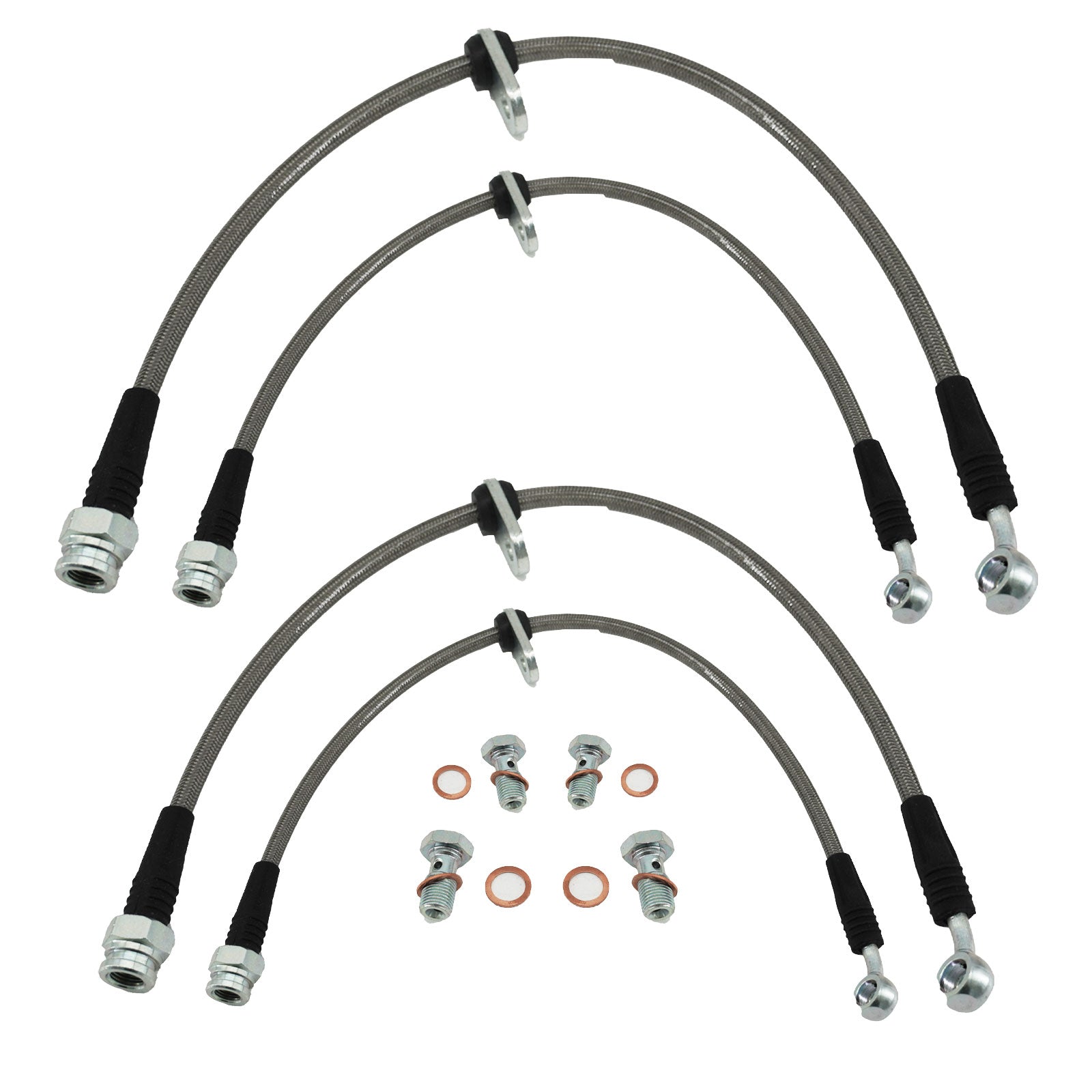 Stainless Steel Front & Rear Brake Line Kit for 96-00 Honda Civic w/rear disc EK - Bull Boost Performance