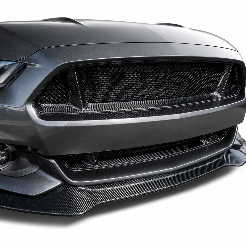 Dry Carbon Fiber Front Grille Trim for Ford Mustang by Stratec Systems