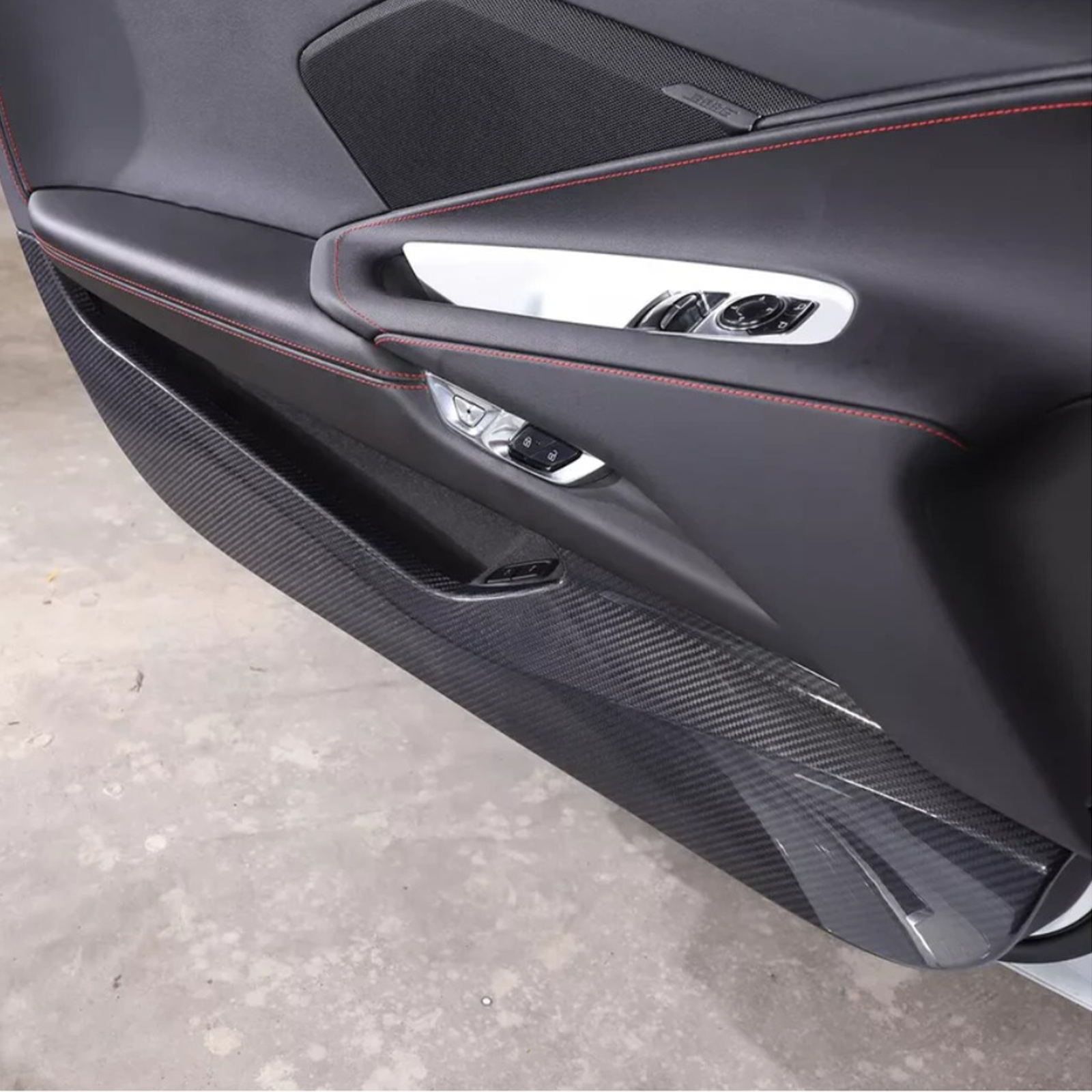 Dry Carbon Fiber Door Anti‑Kick Panel Cover V2 for Chevrolet Corvette C8 - Bull Boost Performance