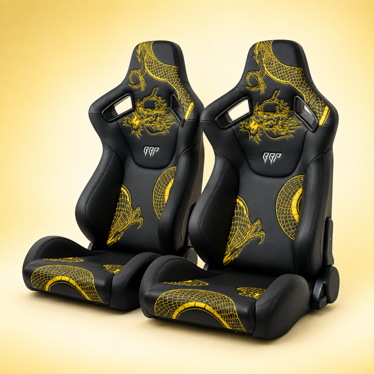 Ryujin Collection Gold Dragon Reclinable Adjustable Racing Bucket Seat