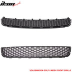 Fits 10-14 Golf MK6 Mesh Honeycomb GTI Black Front Upper+Lower Grille