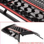 Fits 10-14 Golf MK6 Mesh GTI Black Red Front Grille Logo Base - ABS
