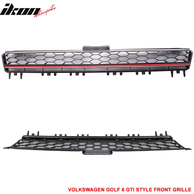 2015-2016 VW Golf MK7 GTI Style Black W/ Red Trim Front Grille ABS