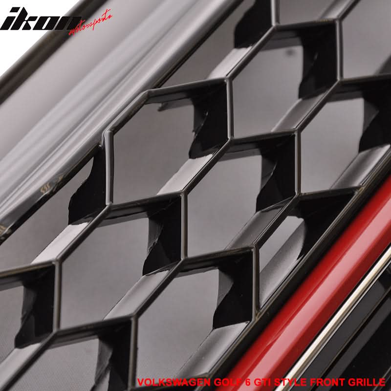 2015-2016 VW Golf MK7 GTI Style Black W/ Red Trim Front Grille ABS