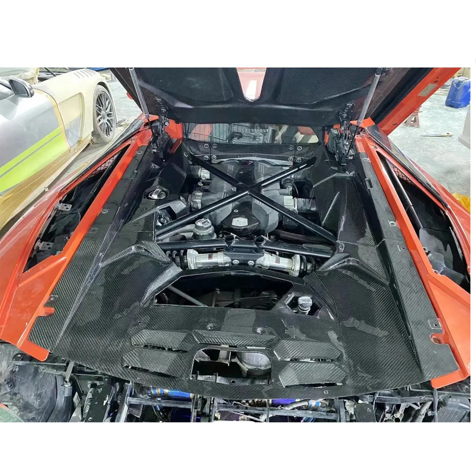 Dry Carbon Fiber Full Engine Bay Cover Set for Lamborghini Aventador LP700 LP720 LP750 - Bull Boost Performance