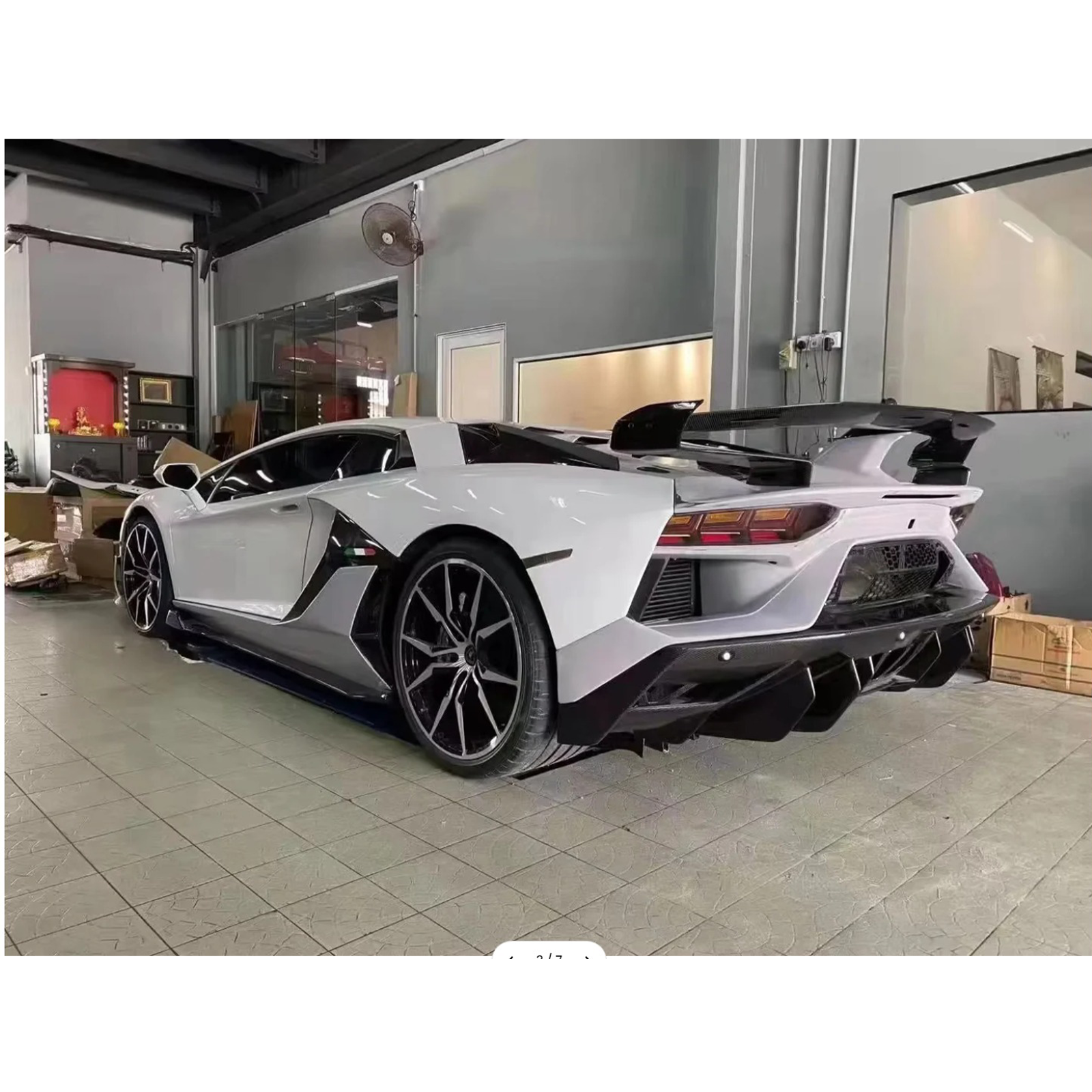 SVJ Style Dry Carbon Fiber Rear Wing Engine Hood Lid for Lamborghini Aventador LP700 LP720 LP740 LP750 Coupe - Bull Boost Performance