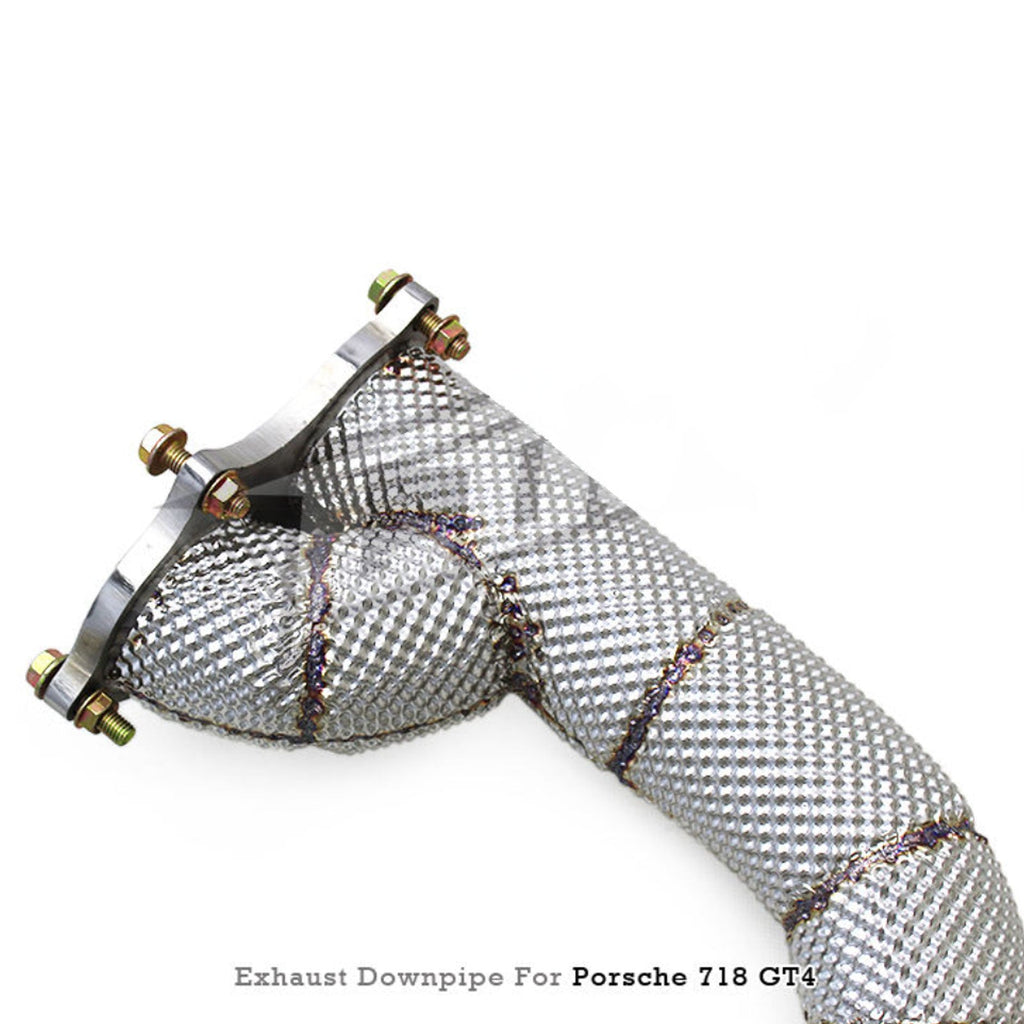 High Flow Exhaust Downpipe for Porsche Cayman 718 GT4 RS 4.0L 2022-2025 Catless - Bull Boost Performance