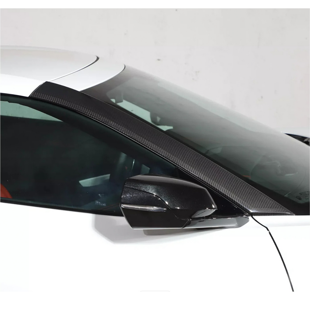 Dry Carbon Fiber A‑Pillar Cover Trim for Chevrolet Corvette C8 - Bull Boost Performance