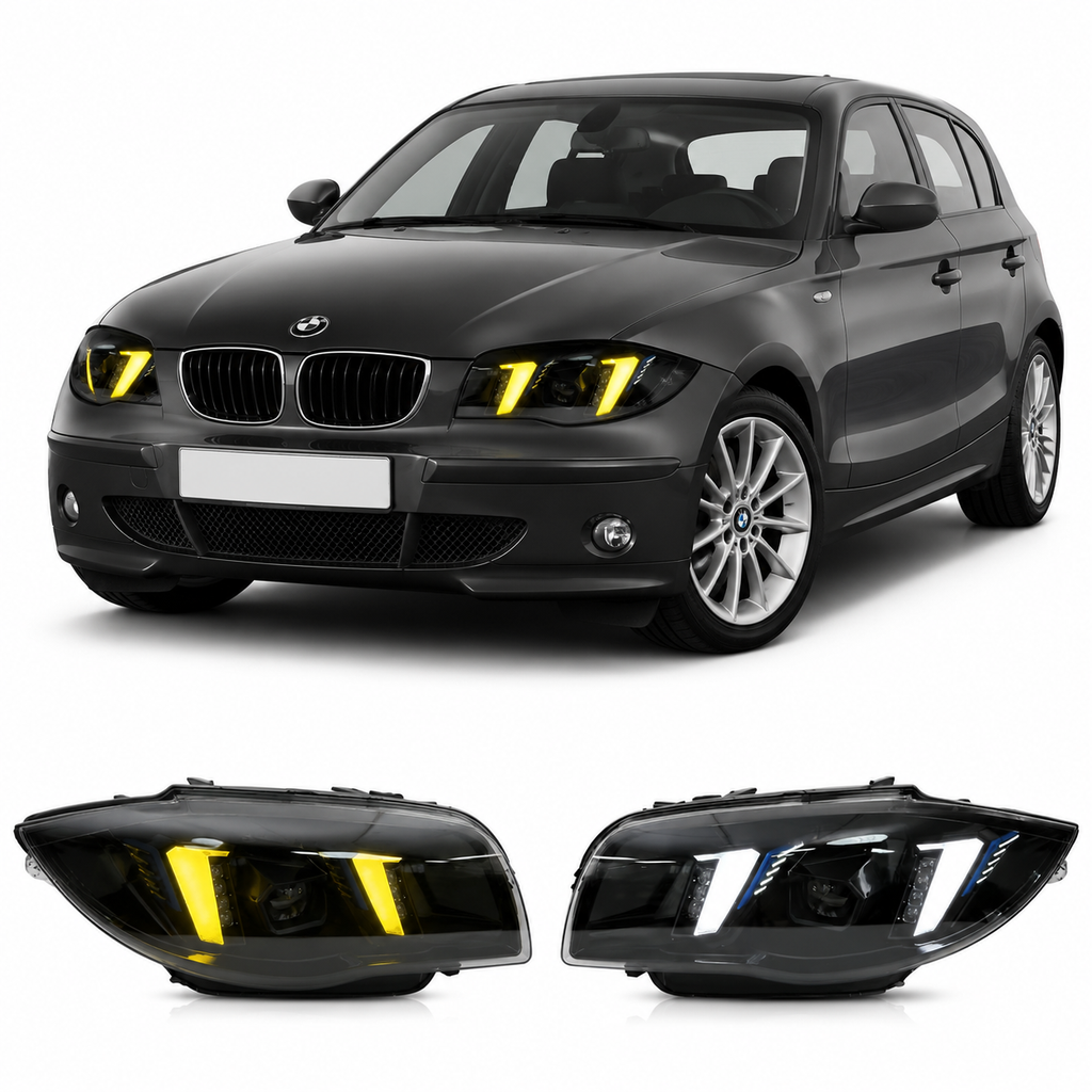 Dual Color LED Headlights Assembly for BMW 1 Series E82 E87 (2004–2011)