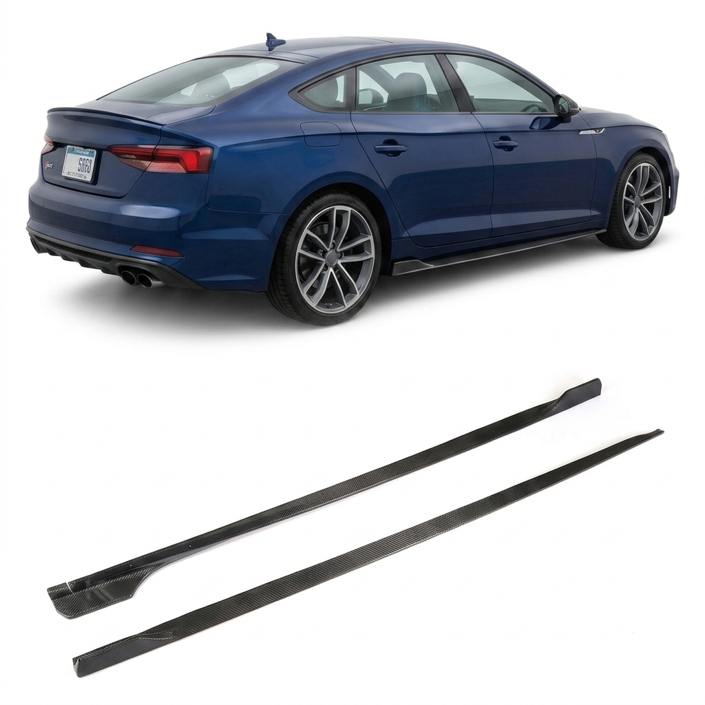 Audi A5 / S5 B9 4-Door Sedan Carbon Fiber Side Skirt Extensions 2017 - 2019