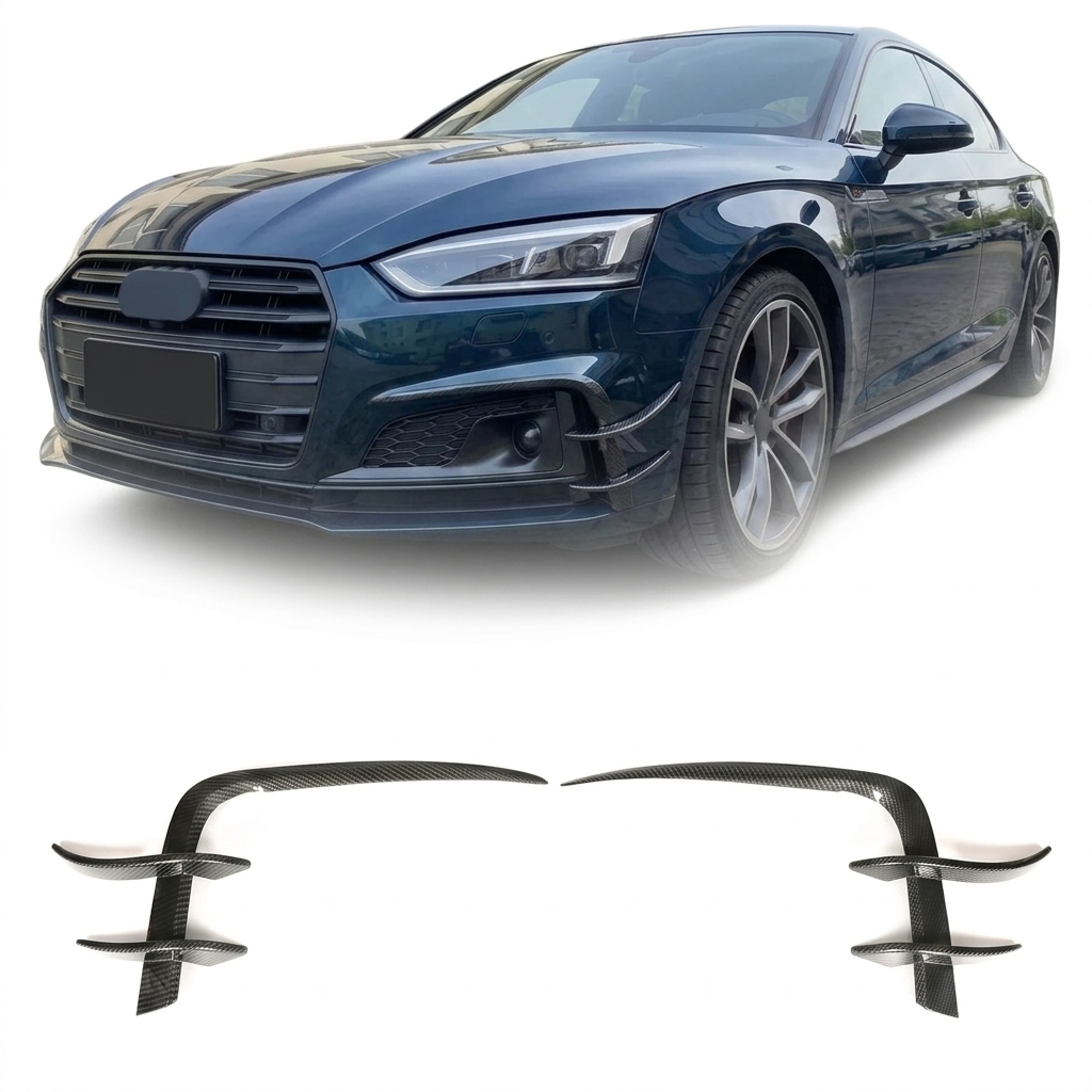 Audi A5 S-Line / S5 B9 Carbon Fiber Front Bumper Canard Fins 2017 - 2019