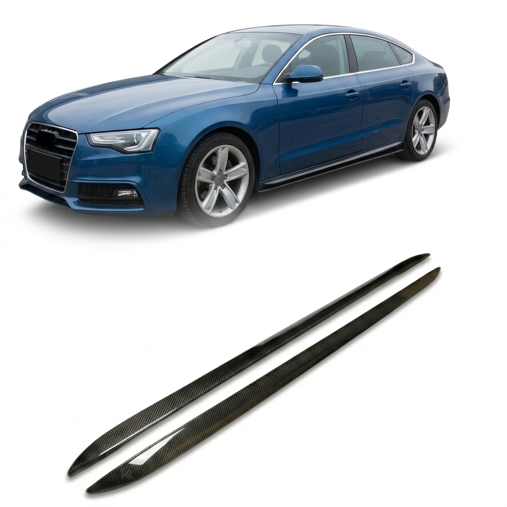 Audi A5 8T 4-Door Sedan Carbon Fiber Side Skirt Extensions 2010 - 2011