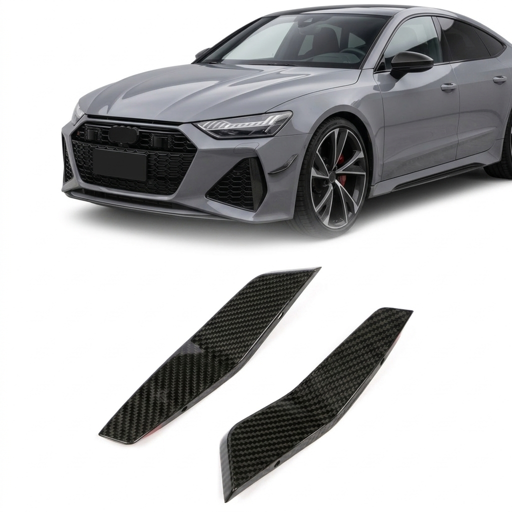 Audi RS7 Sportback 4-Door Dry Carbon Fiber ABT-Style Front Bumper Canards 2020 - 2021