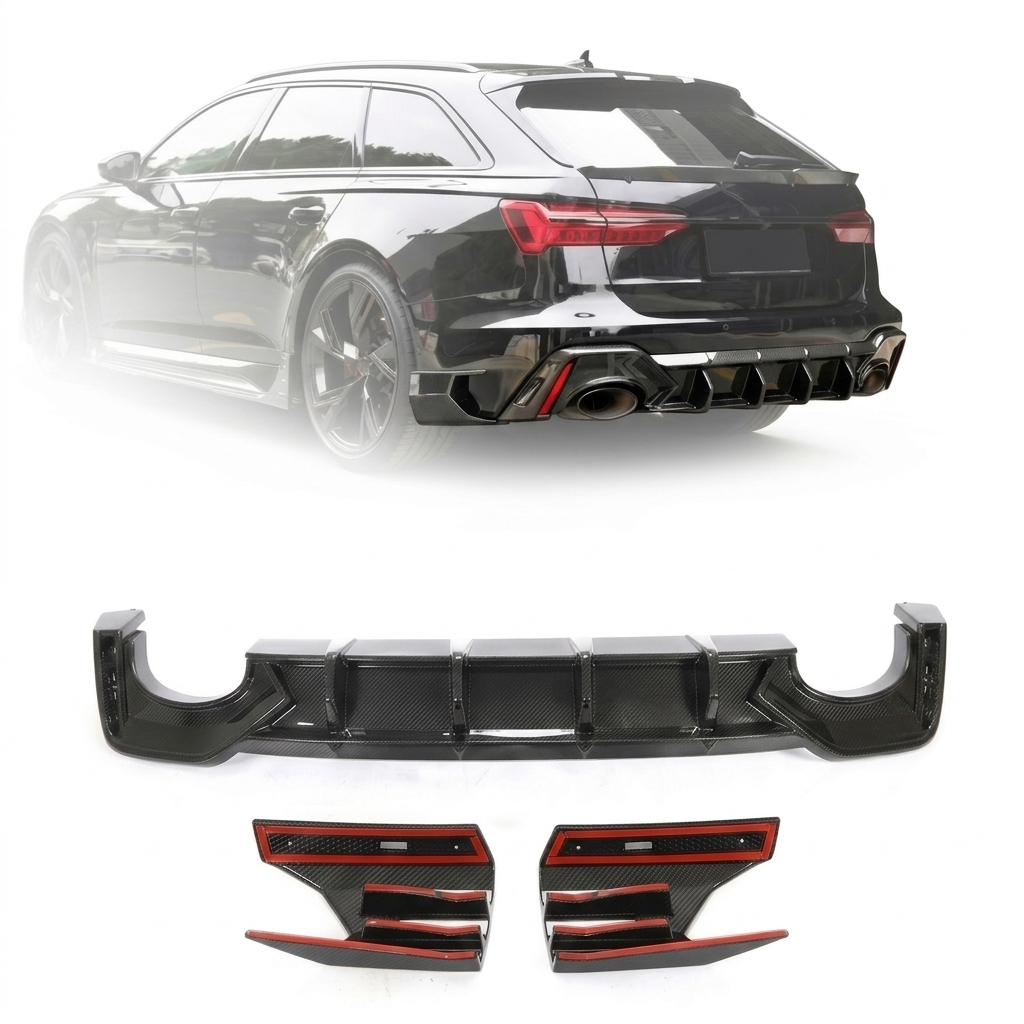 Audi RS6 / A6 C8 Avant Wagon Dry Carbon Fiber JC Design Rear Bumper Diffuser 2019 - 2021