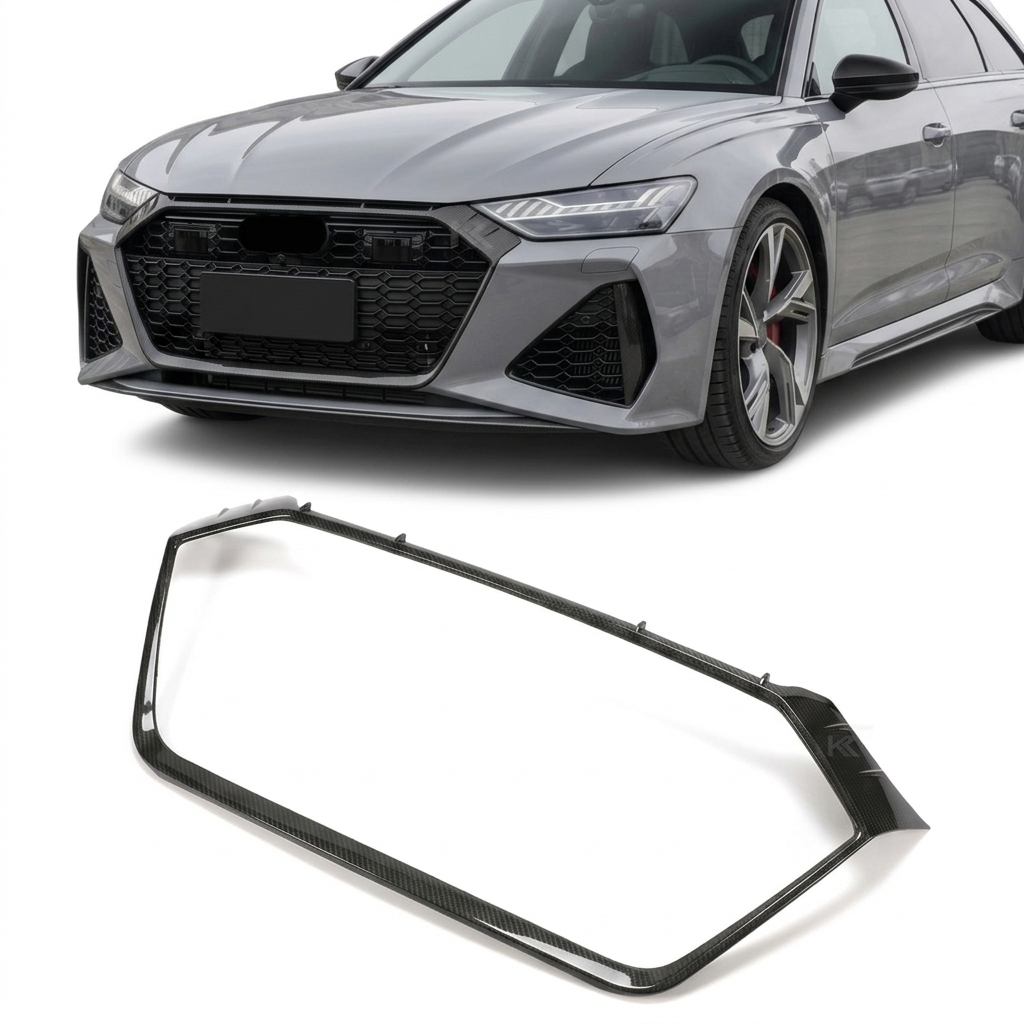 Audi RS6 C8 Avant Pre-Preg Dry Carbon Fiber Front Grille Insert Trim Cover 2019 - 2021