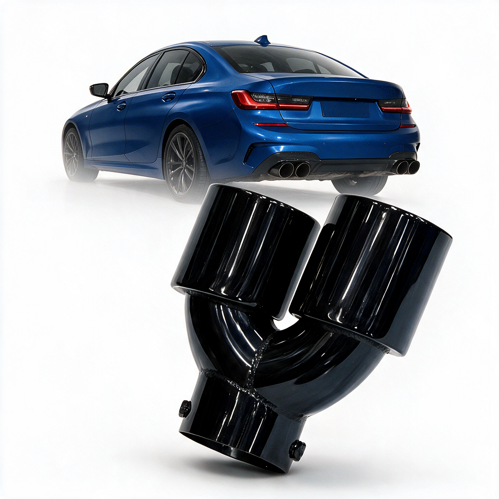 BMW 2/3/4 Series G42 G20/G21 G23 Black Stainless Steel Dual Muffler Tip (2019+)