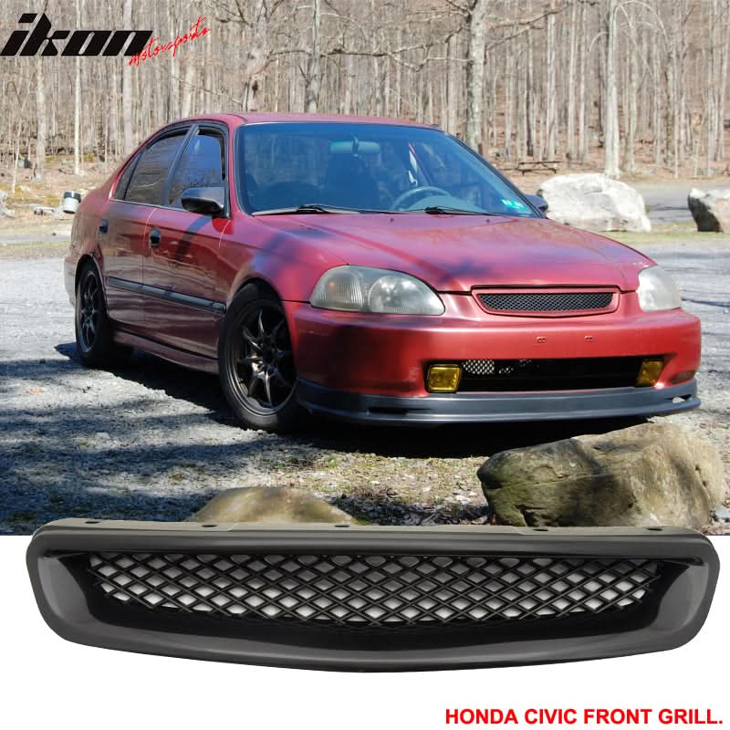 Fits Honda Civic 96-98 2 SIR Front Rear Bumper Lip + T-R Front Grille