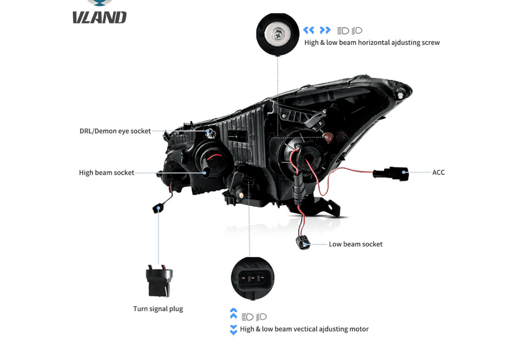 Honda Accord 8th Gen Inspired Black Demon Eyes and Ordinary Projector Headlights (2008-2012)