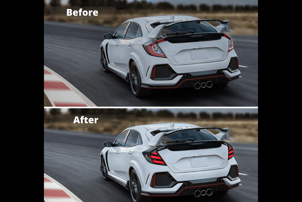 Honda Civic 10th Gen Hatchback and Type R Smoked Style LED Tail Lights Upgrade (2016-2021)