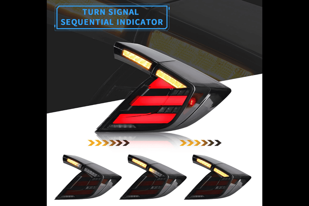 Honda Civic 10th Gen Hatchback and Type R Smoked Style LED Tail Lights Upgrade (2016-2021)