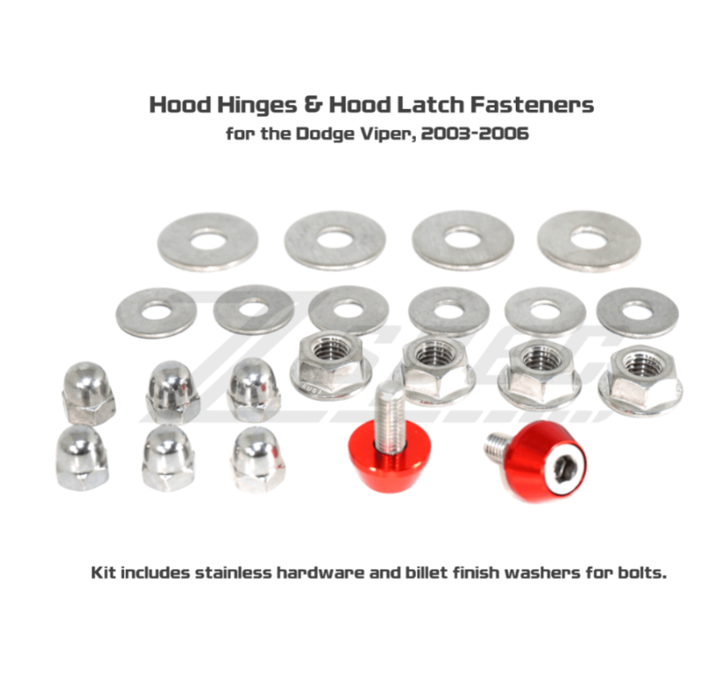 ZSPEC Hood & Hood Latch Fastener Kit for '03-06 Dodge Viper, Stainless & Billet