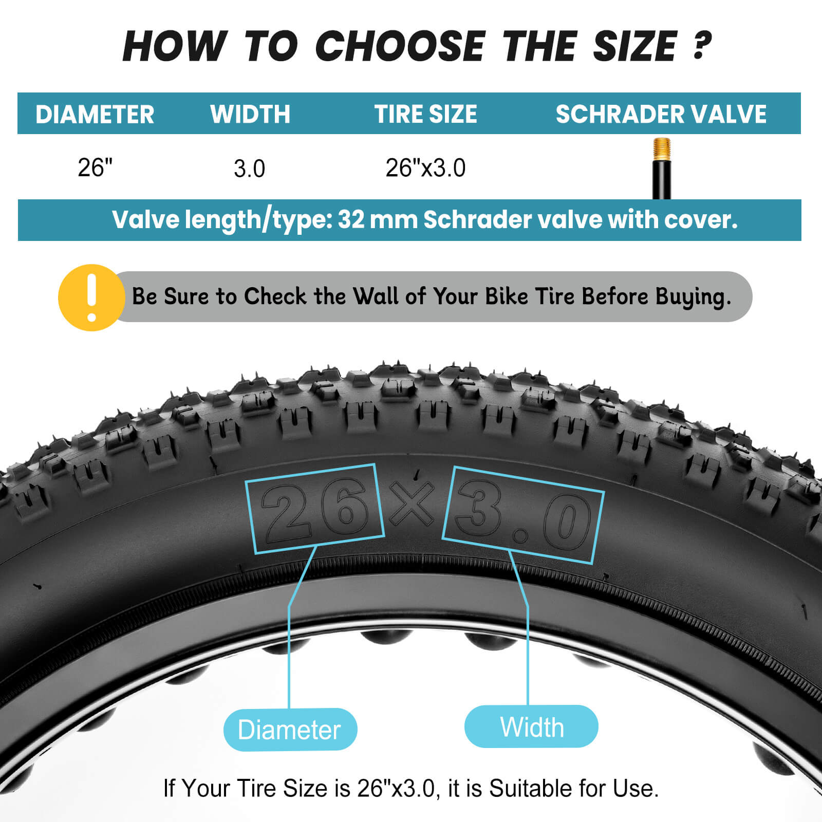 Fat Tire Tube - 20”×3" / 26"×3"
